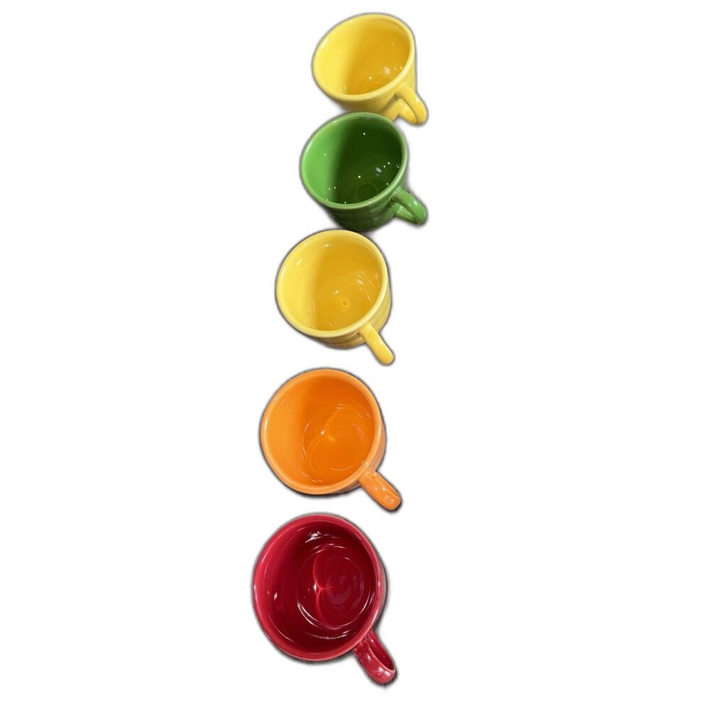 Fiesta Ware Small Coffee Tea Cups Or Mugs Set Of 5 Yellow Orange Green Red